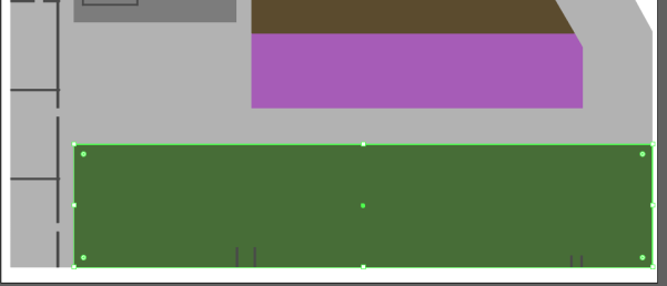 screen capture showing the green rectangle selected and enlarged to replace other rectangles